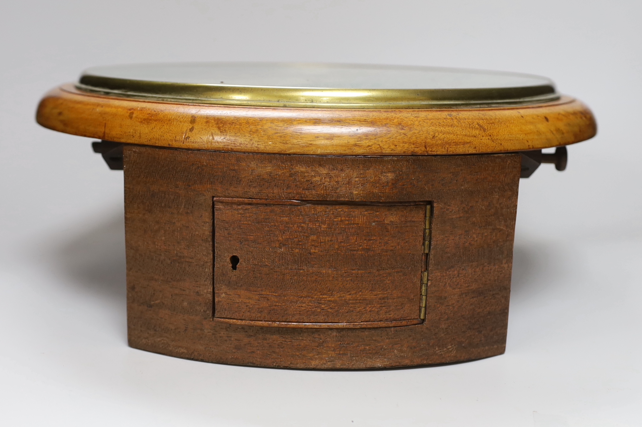 A late Victorian mahogany dial clock, 37cm diameter